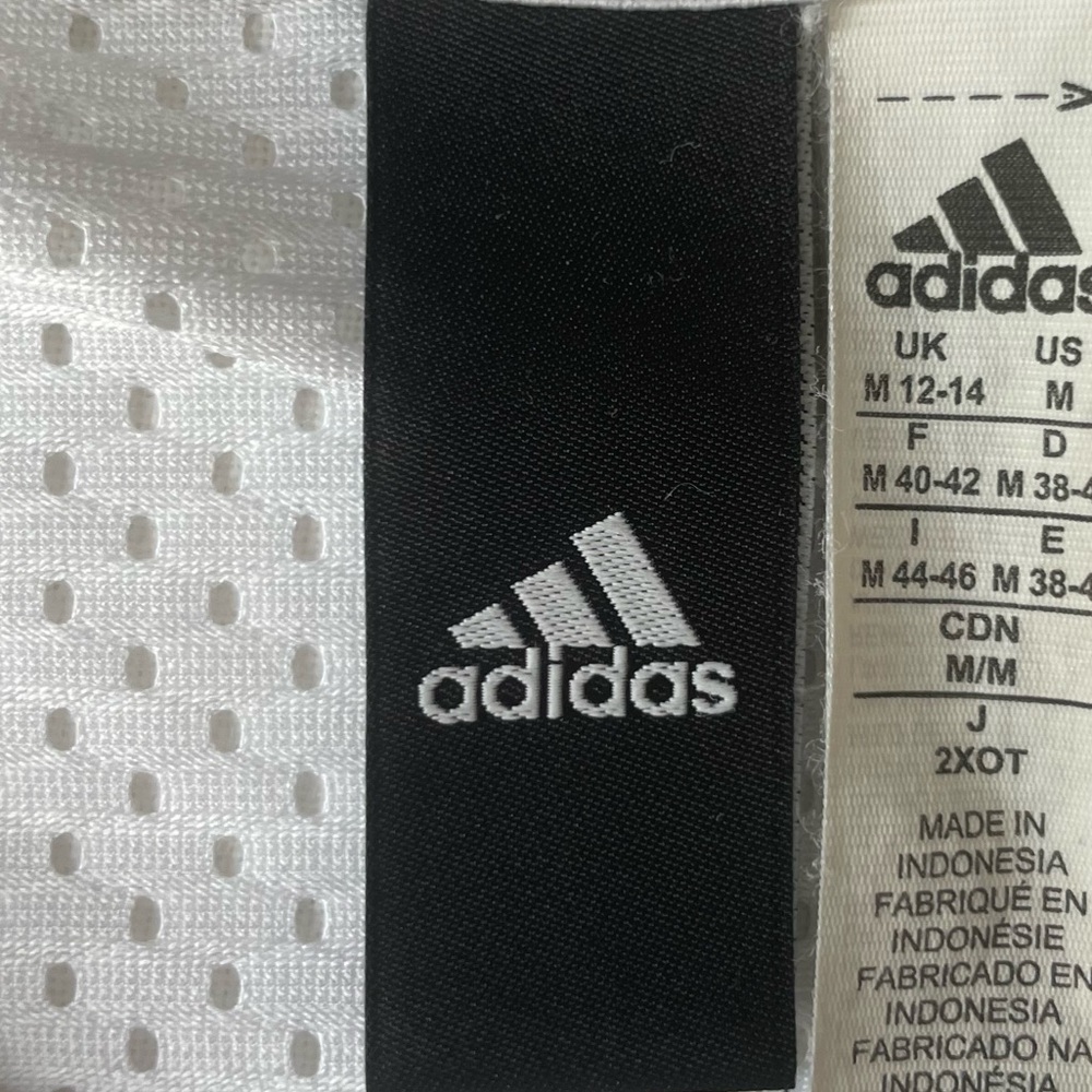Adidas Women's White Mesh Jersey Athletic Top with Black Stripes Long Sleeve - Picture 7 of 10